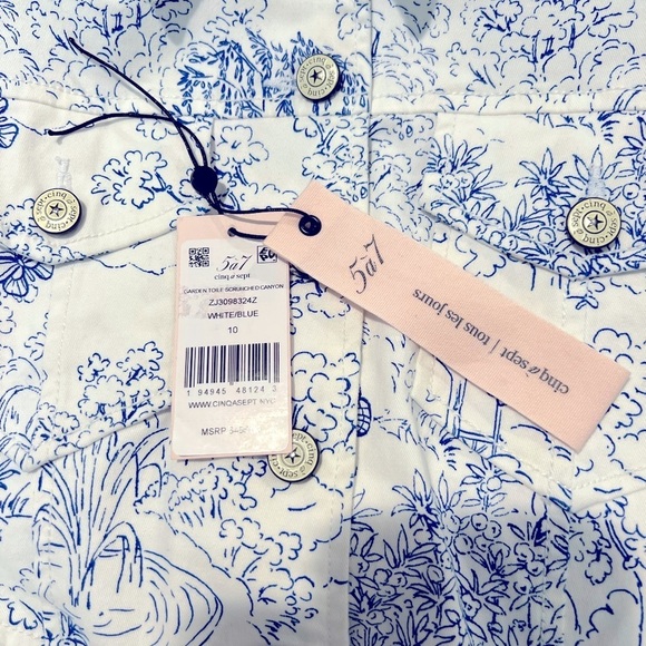 Cinq A Sept Garden Toile Scrunched Canyon Buttoned Jacket Size 10 NWOT - Picture 13 of 15